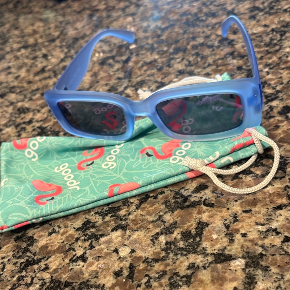 Goodr Rectangular Sunglasses with Flamingo Print Pouch